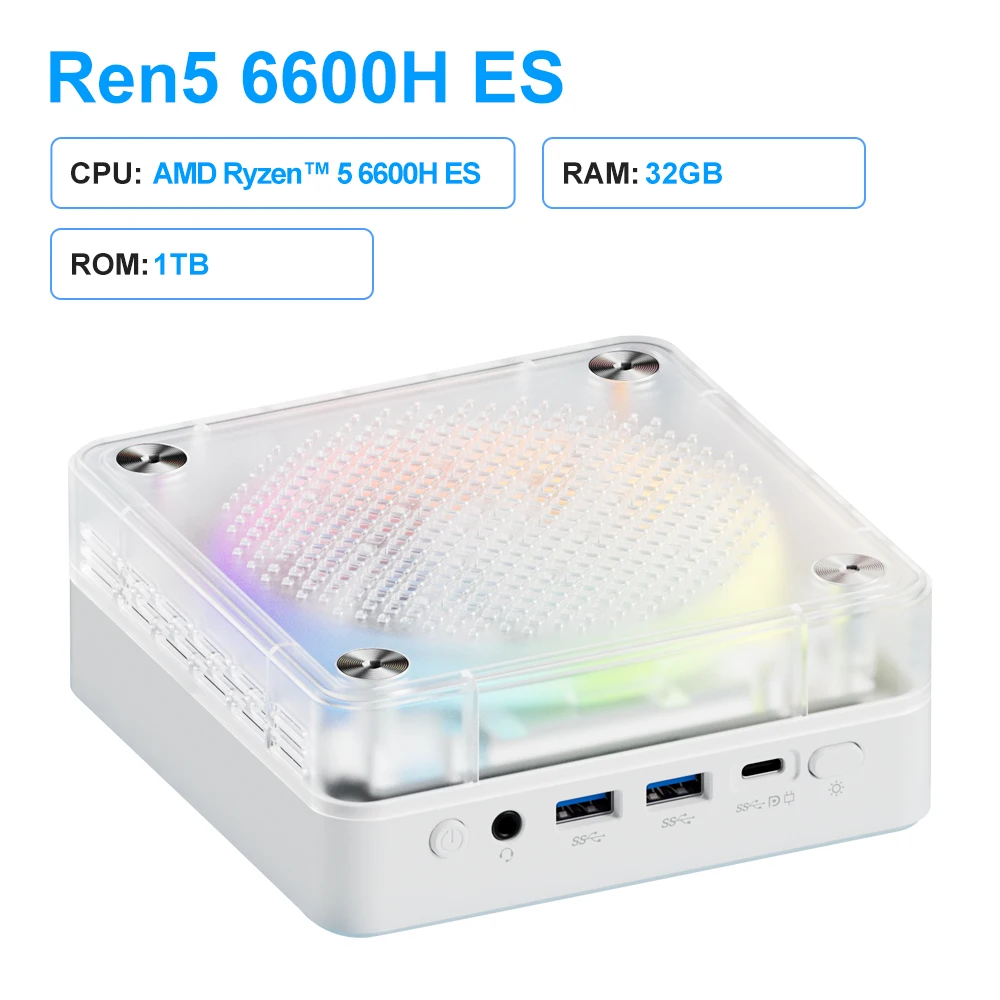 Genmachine New R5 6600H ES Mini PC Windows 11 Ryzen WiFi 6 Gaming