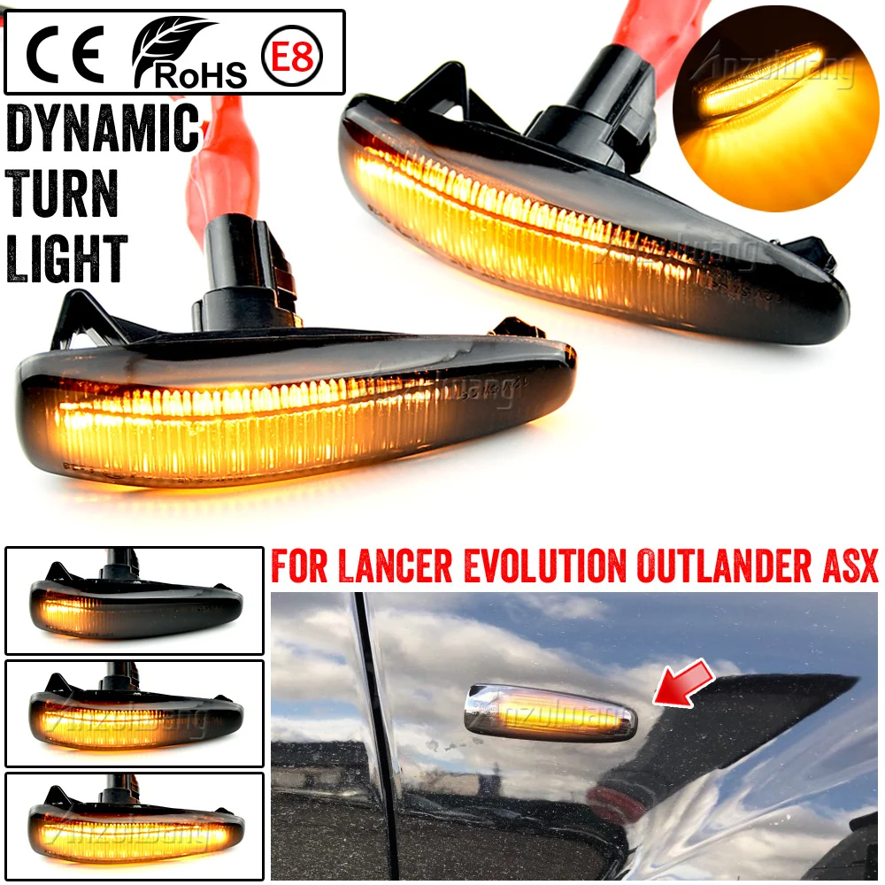 

For Mitsubishi Lancer / Evolution Outlander Sport Mirage 2pcs Side Marker LED Dynamic Turn Signal Light Blinker 8351A001
