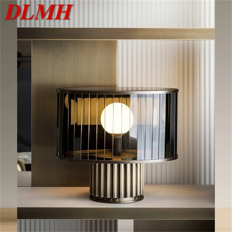 

DLMH Modern Table Lamp LED Creative Glass Round Vintage Desk Light for Home Bedroom Bedside Decor