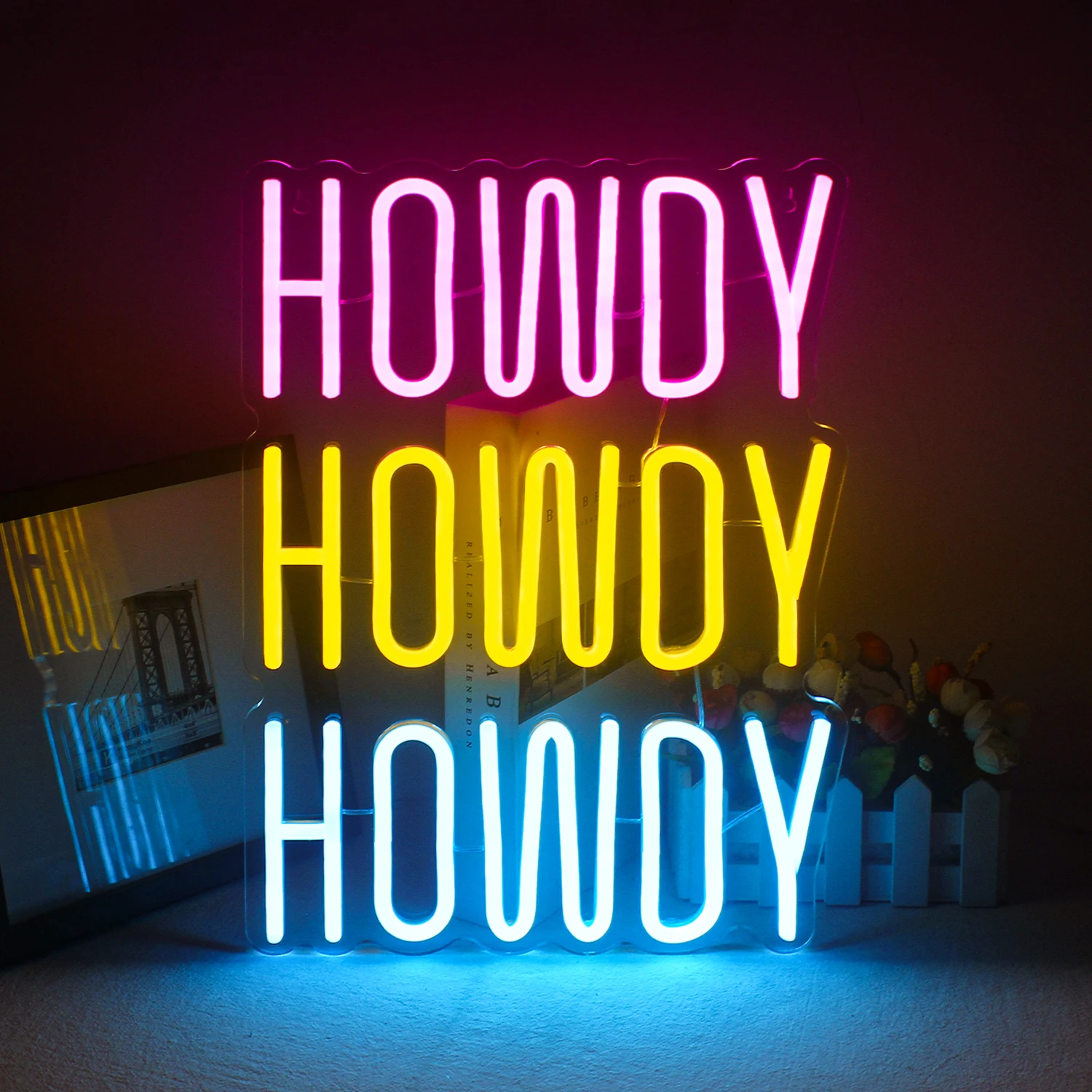 

Howdy Neon Sign LED Neon Light for Wall Decor USB Powered Family Birthday Bar Wedding Party Beauty Store Aesthetic Room Decor