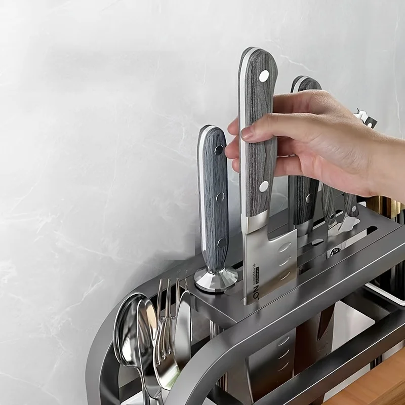 Knife Holder Kitchen Rack Home Countertop Cutting Board Rack Integrated Storage 1pc