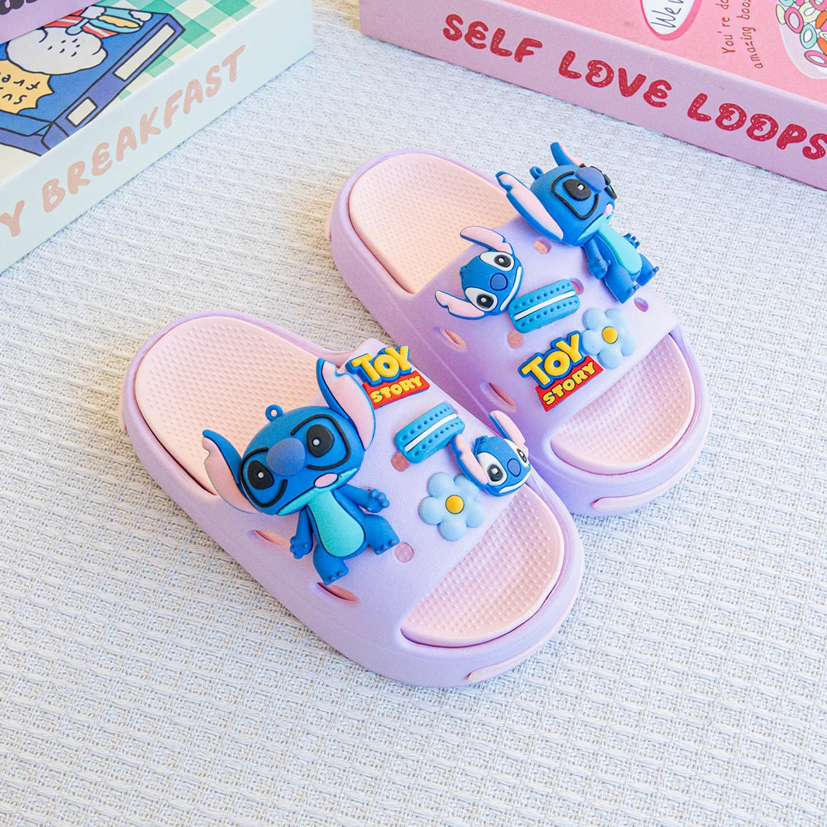 Chaussures antidérapantes à double semelle souple pour enfants avec motif de dessin animé Stitch