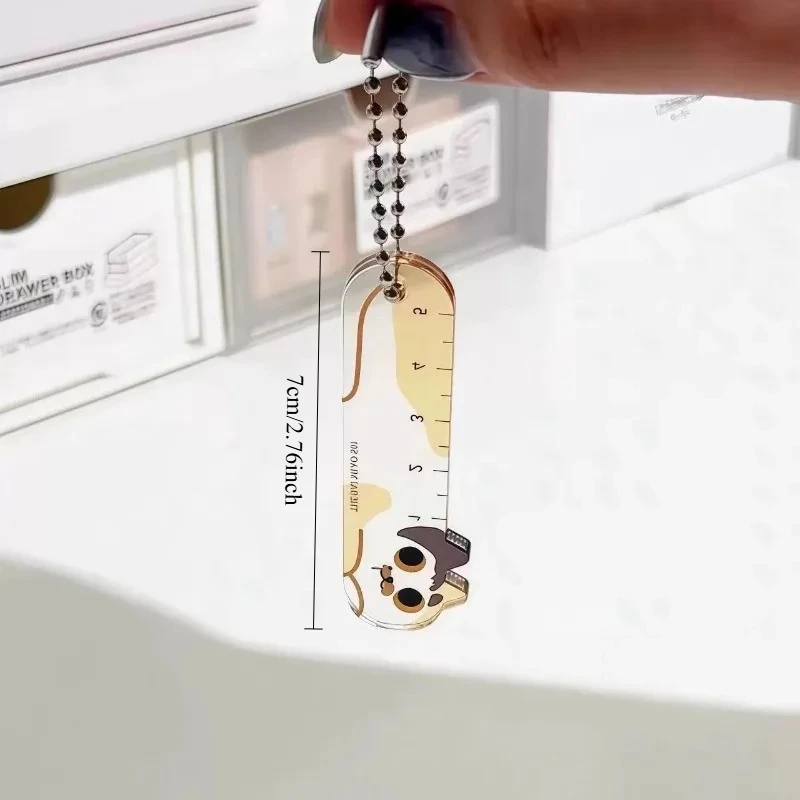 5Pcs 귀여운 고양이 디자인 미니 눈금자 소형 교수형 측정 도구 가정용 휴대용 소형 키 체인