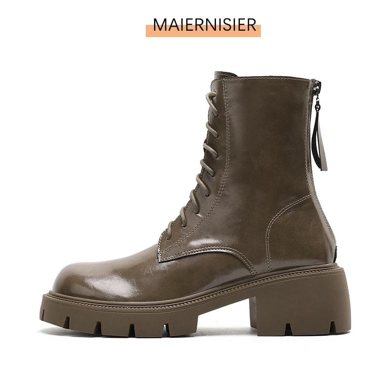 

Autumn And Winter 2022 New Leather Thick Soled Martin Boots Plush Short Boots Round Head British Milk Coffee Color Women Boots