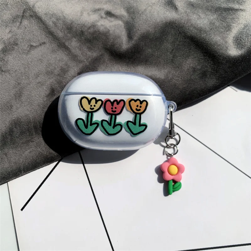 Tulip Flowers Cute Cover Per Beats Studio Buds Case Custodie Per Auricolari Carine Trasparenti Per Beats Charging Box Beats Buds Cover Bag