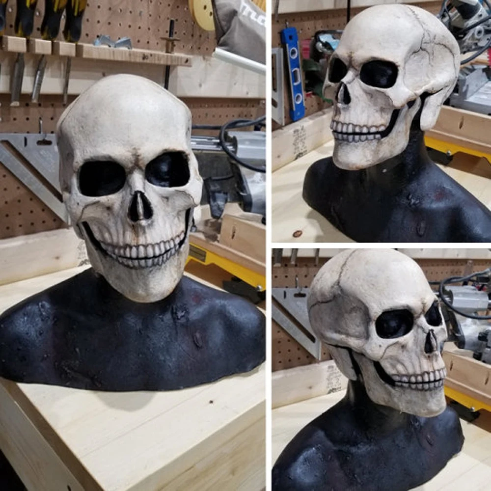 Halloween mask party masks horror mask Halloween latex mask skull horror decoration full head skull helmet movable jaw masque gifts party costume
