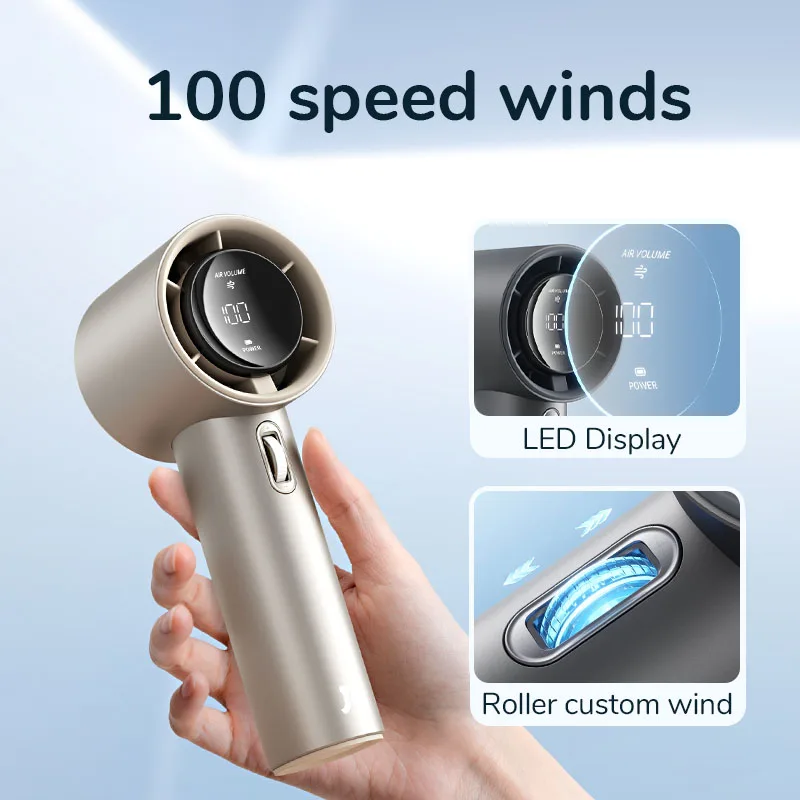 JISULIFE Mini Handheld Portable Fan, 100 Wind Speeds, 5000mAh Battery Rechargeable, LED Digital Display, Travel,Camping,Outdoor 4