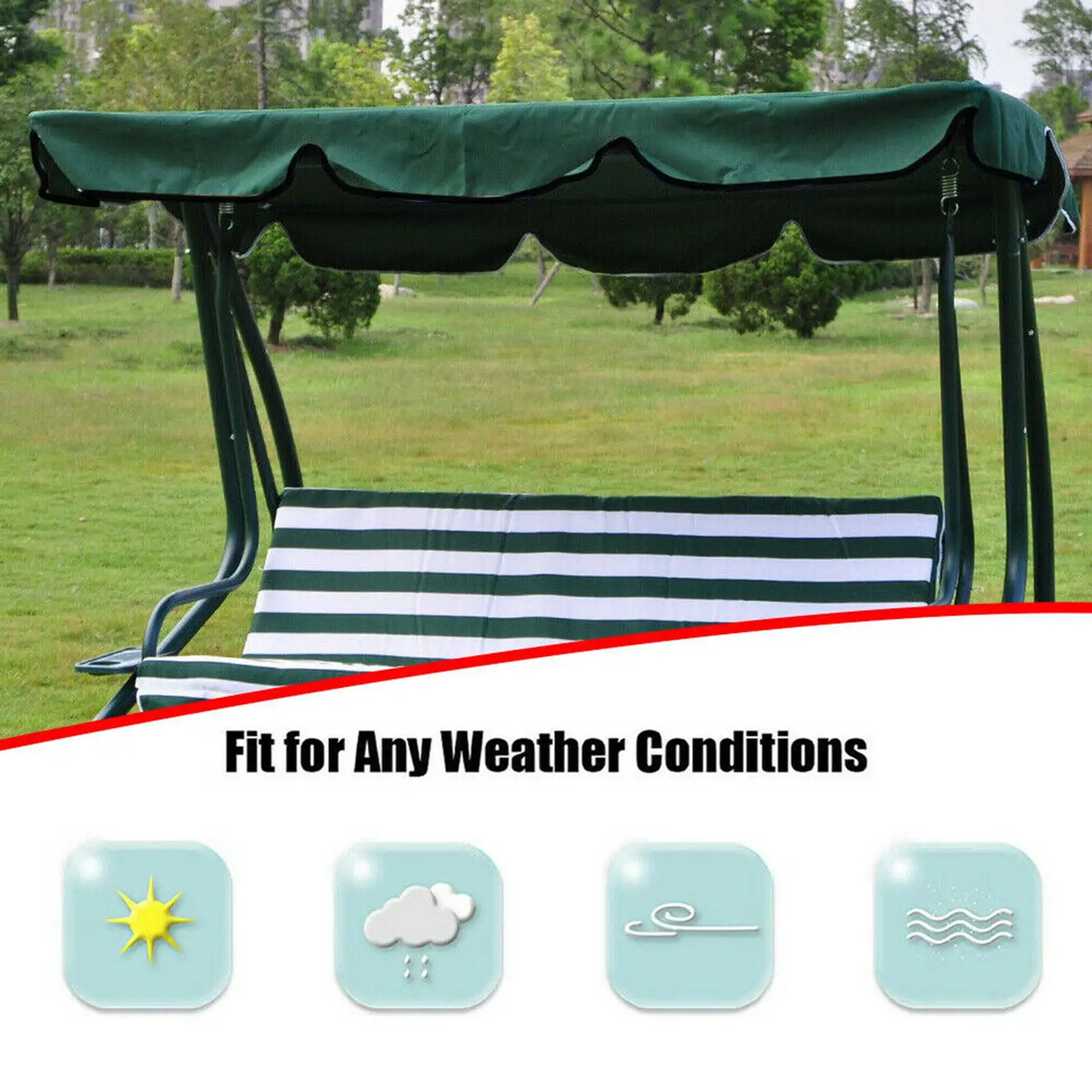 Swing Top Seater Garden Swing Chair Sun Protection Top Cover Replacement Awning for Outdoor Garden Porch swing cover