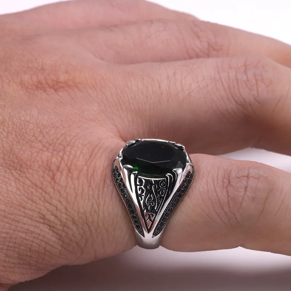 Silver Rings Guaranteed 925 Silver Rings Luxury Turkish Jewellery For Men And Women With Zircon Stone Retro Vintage Rings