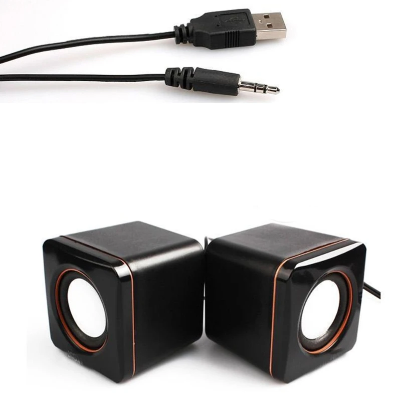 USB 유선 스피커 USB 케이블이 포함된 미니 데스크탑 스피커 서브우퍼 PC 컴퓨터 노트북용 3.5 헤드폰 포트
