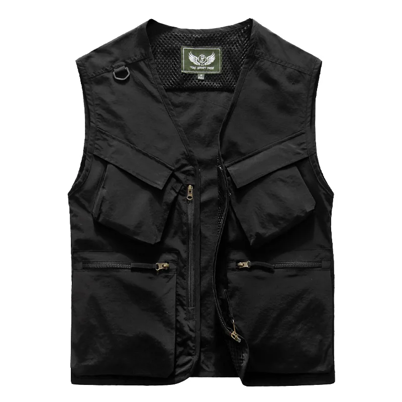 봄과 가을 조끼 야외 낚시 겉옷 멀티 가방 사진 남성 중년 및 노년 민소매 v 넥 탱크 탑