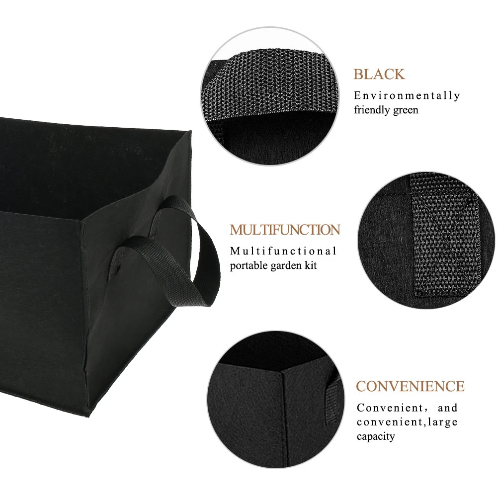 2Pcs Garden Planting Bag Rectangle Non-woven Grow Bags with Gloves Vegetable Planter Container Storage Pot Gardening Accessories