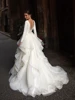 Gorgeous Wedding Dresses 2024 V-Neck Backless Modern Robes Long Sleeves Tiered Pleat Gowns Luxury Vestidos De Novia Customized 4