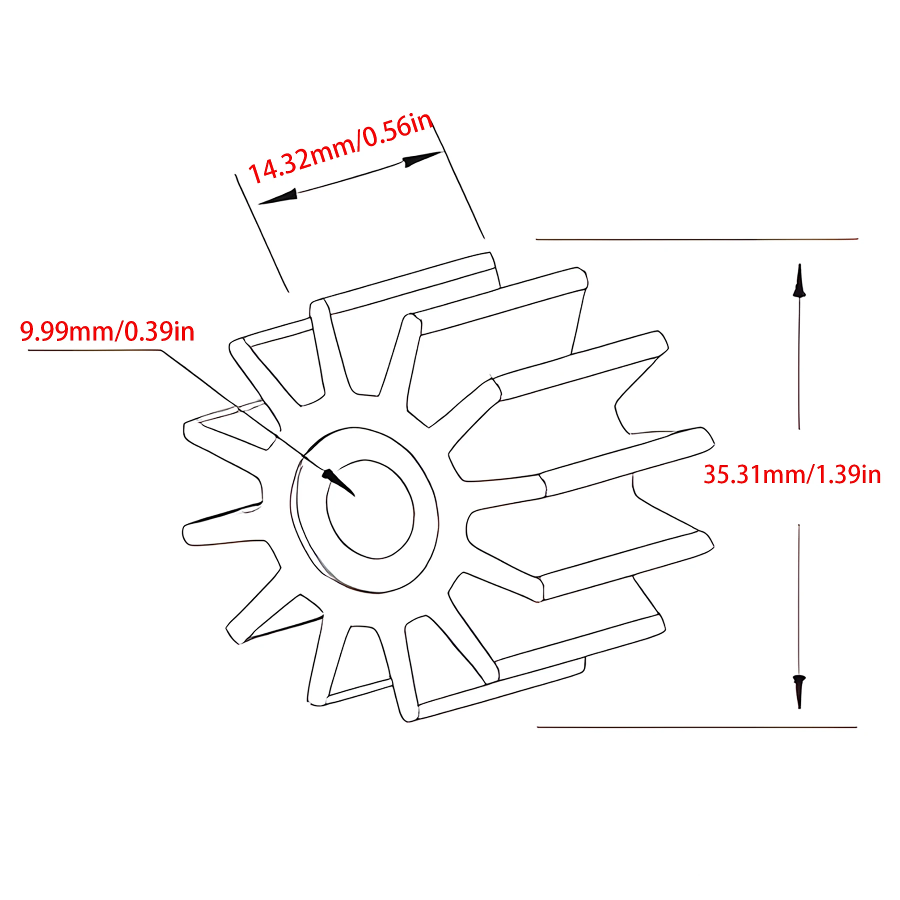 Girante Pompa Acqua Per Motori Fuoribordo Yamaha - Ricambio 6L5-44352-00, Per Modelli 3A, F2.5A, F2.5B