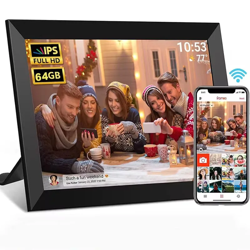 Digital Picture Frame 10.1 Inch 32GB/64GB Smart WiFi 1280x800 IPS HD Touch Screen Wall Mountable
