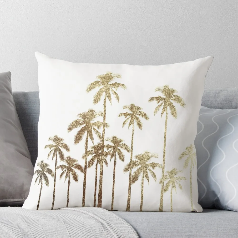 

Glamorous Gold Tropical Palm Trees on White Throw Pillow pillowcases for sofa cushions Christmas Covers