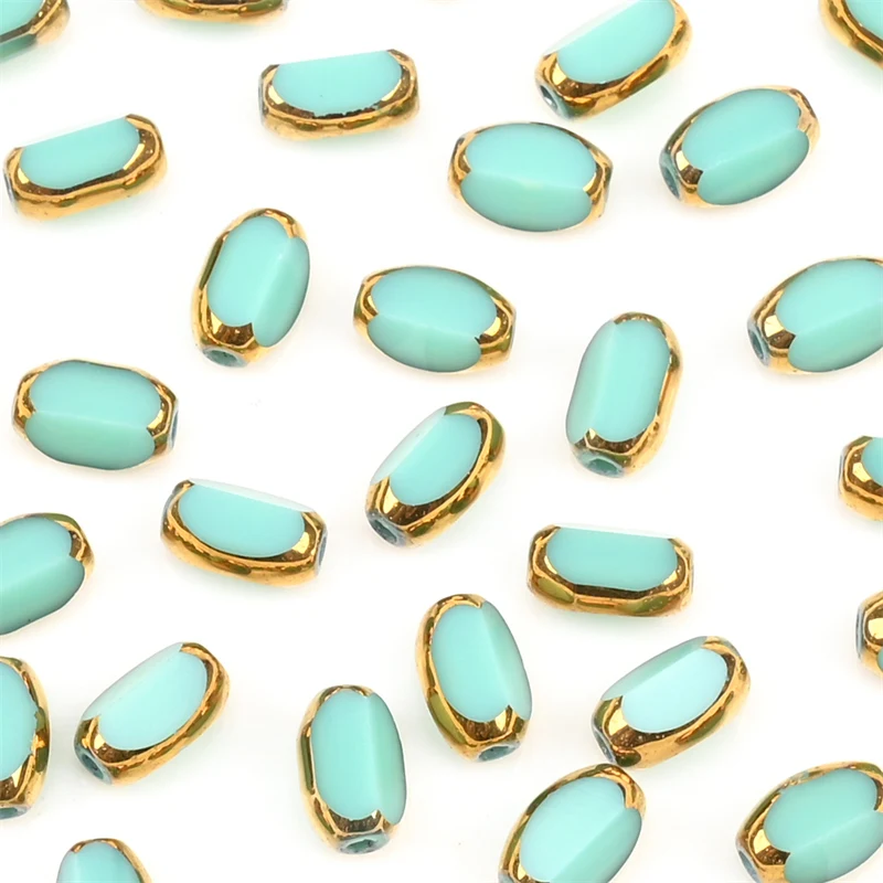 6mm Briolette Oval Glas Perlen Überzogene Goldene Farbe Kristall Lose Spacer Perlen Diy Armband Halskette Perlen Zubehör – Detail 37