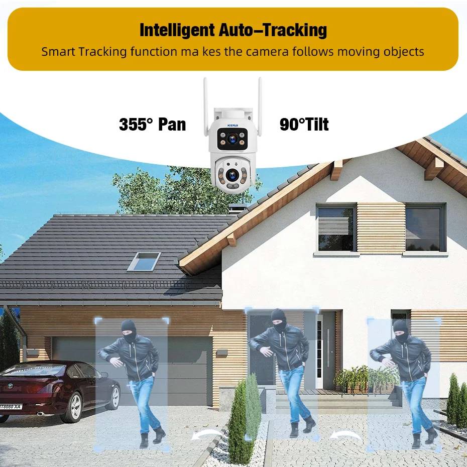 KERUI HD 10MP 5K PTZ Wifi IP Camera Dual Lens Dual Screen Wireless Outdoor CCTV Audio Video Surveillance Camera 2