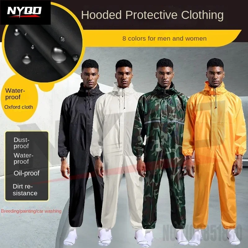 One-piece Hooded Waterproof Motorcycle Riding Raincoat Outdoor Dustproof Lightweight Work Clothes Rider Raincoat for Men Women