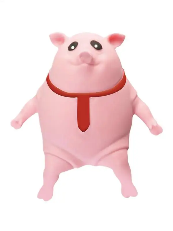 Soft Animal Pinching Fidget Toys Cute Soft Rubber Farm Animal Fidget Toy Red Tie Design Round Body Pinching Doll toy