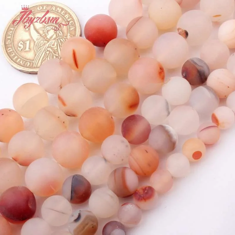 

6,8,10mm Round Frosted Chalcedony Agates Beads Natural Stone Beads For DIY Necklace Bracelets Jewelry Making 15" Free Shipping