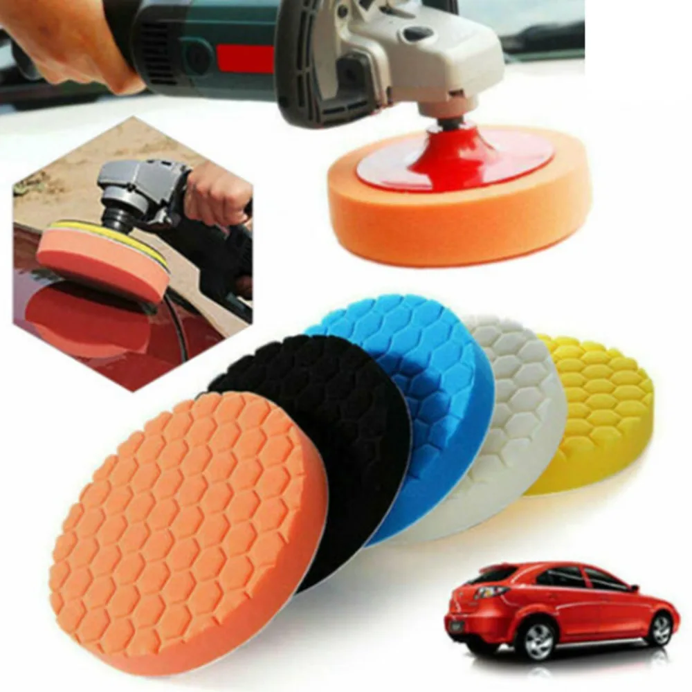 5pc Car Polishing Sponge Wheel Round Flat Polishing Wheel Foam Auto Polisher er Tool for Removes Scratches Car Waxing Repair