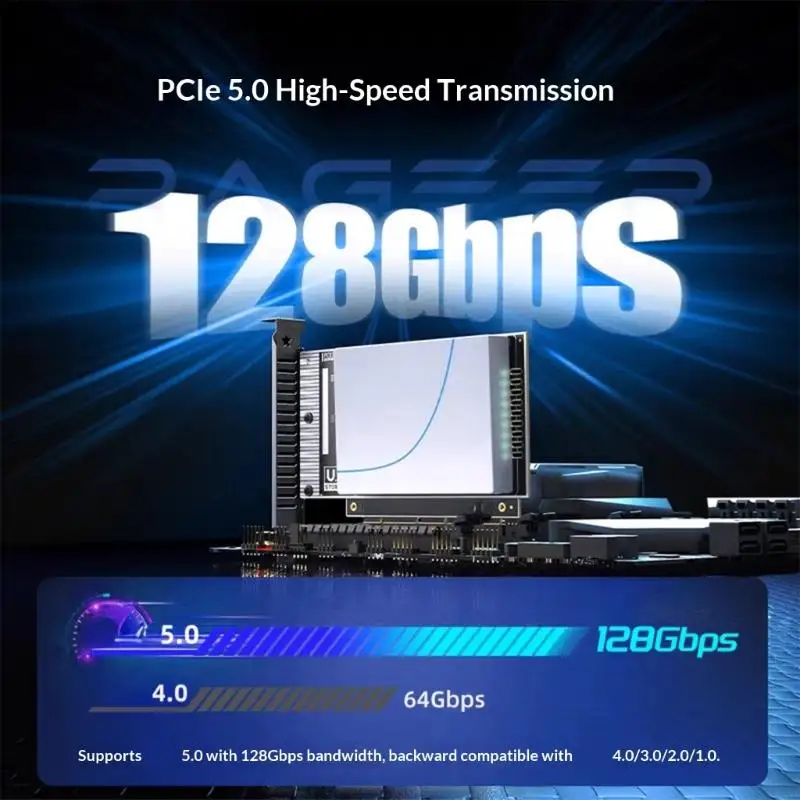 128Gbps PCIe 5.0 U.2(SFF-8639) 확장 카드 손쉬운 유지 관리 액세서리