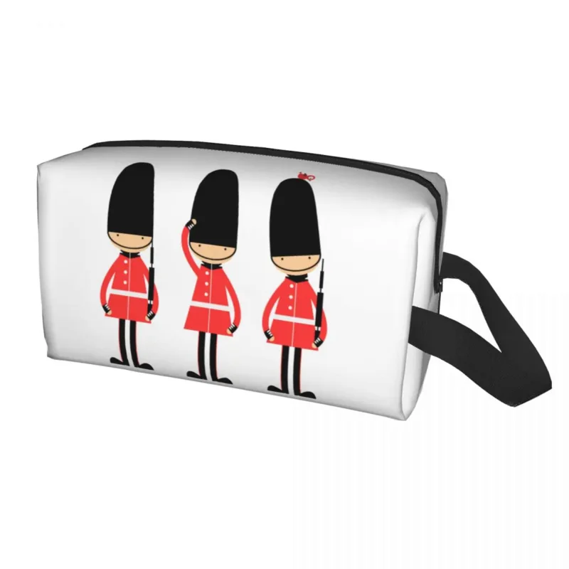 

Custom Cartoon British Soldiers Travel Cosmetic Bag for Women UK London Toiletry Makeup Organizer Lady Beauty Storage Dopp Kit