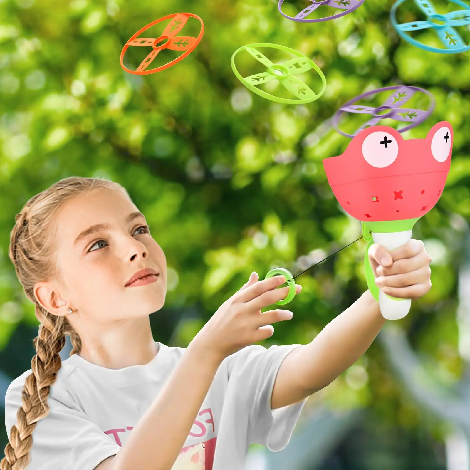 Flying Disc Launcher Toy for Dog Outdoor Hand Flying Disc Flying Saucer Pull String Puppy Pet Throw Catch Jump Sport Game