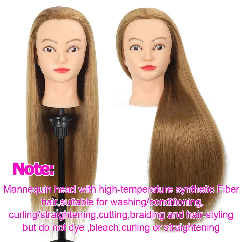 Synthetic Hair Mannequin Head For DIY Braid Styling Practice With Hairdressing Tools