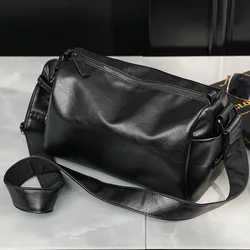 Soft Leather Men's Crossbody Bag Shoulder Messenger Bag Casual Simple Design Solid Crossbody Bag For Men Sling Shoulder Bag Pack