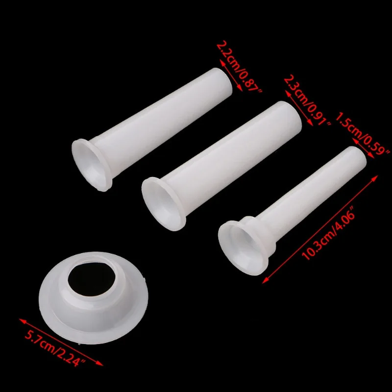3pcs/set Meat Grinder Sausage Stuffer Filling Tubes DIY Sausage Maker Funnels Nozzles with 1PC 5.7cm Base Kitchen Tools sausage stuffing machine