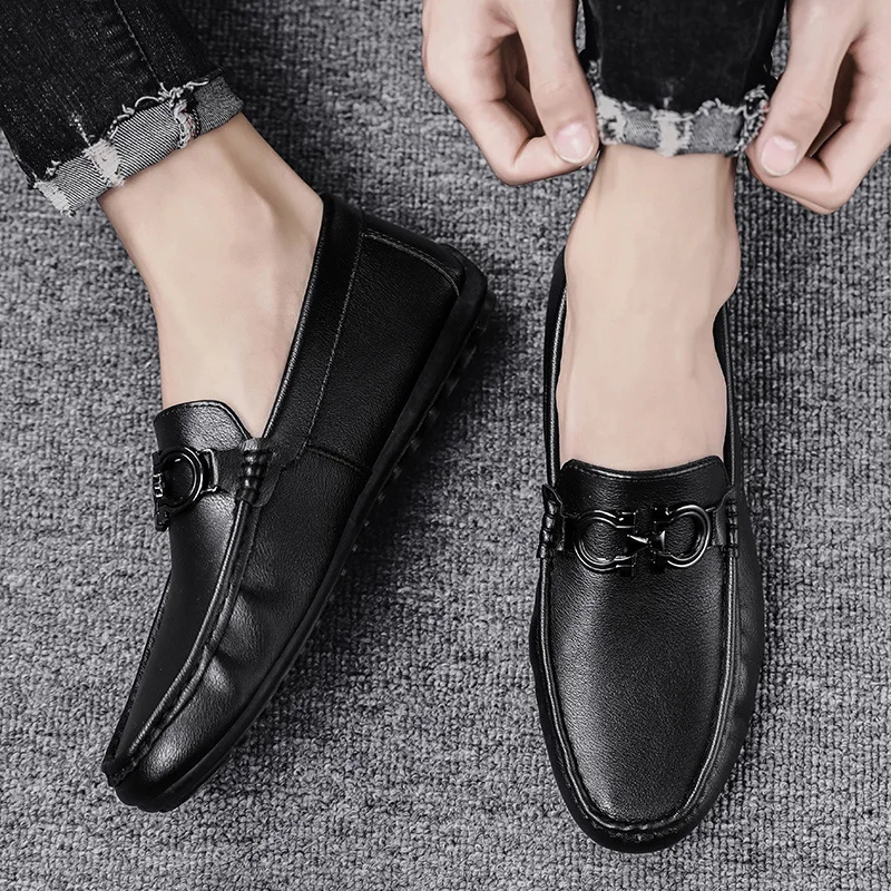 2024 New Men's Casual Fashion, Men's Boat Shoes, Driving Shoes, Men's Bean Shoes, Soft Sole Casual Leather Shoes