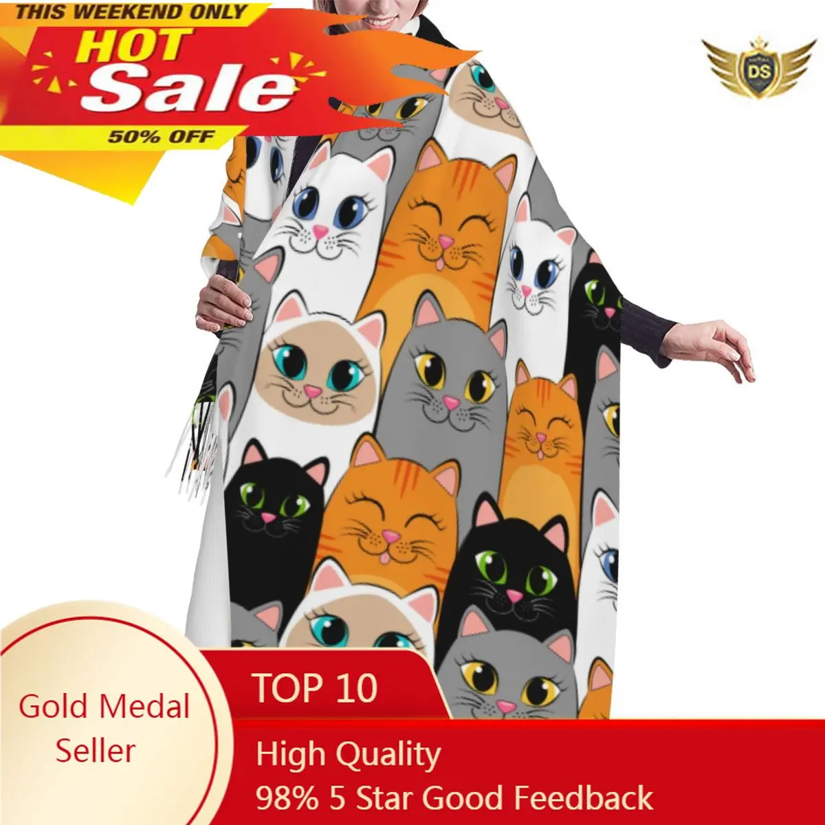 Winter Tassel Scarf Gray Ginger And Siamese Kittens Cats Women Cashmere Scarves Neck Head Warm Pashmina Lady Shawl Wrap Bandana eva пенал на молнии ms gray cats