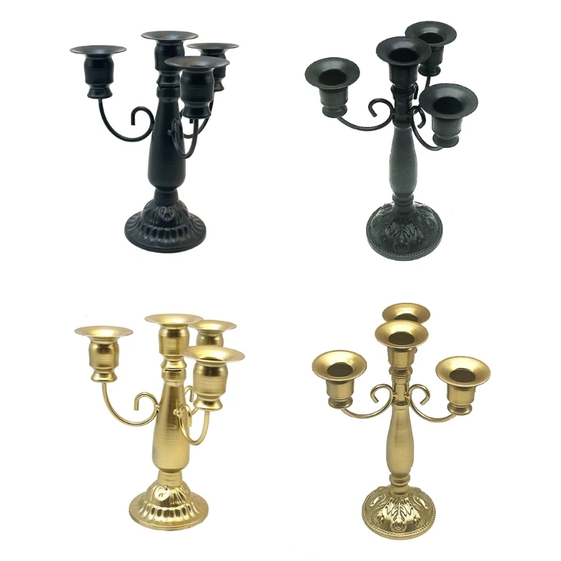 

Vintage Baroques Iron Candelabra 4 Arms Holder for Table Centerpieces