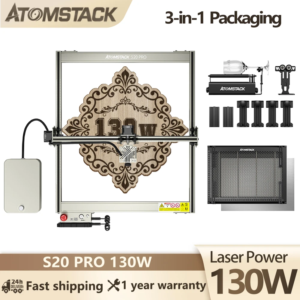 ATOMSTACK X20 A20 S20 PRO Laser Power 130W Laser Engraving CNC Desktop Engraver Support Offline Engraving Built-in Air Assist