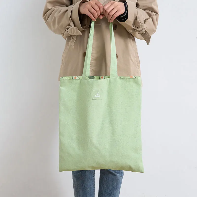 Reusable Large Shopping Storage Bags Casual Large Capacity Shoulder Bags Cotton Linen Women's Tote Pouch Washable Shopper Bag