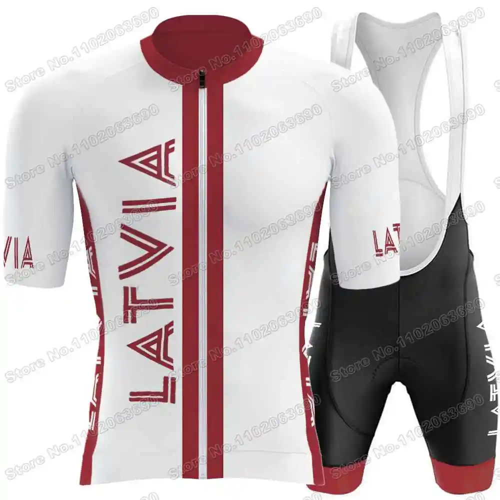 Cycling Jersey Set Men Road Bike Shirts Suit Bicycle Bib Shorts Latvijas Republika