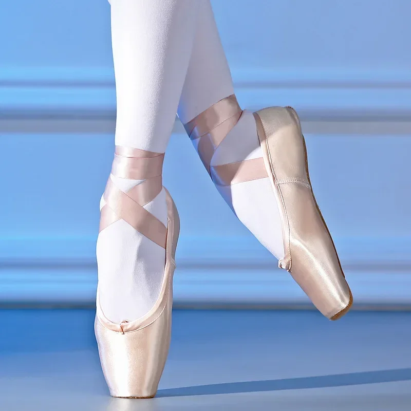 Ballet Dance Shoes Child and Adult Ballet Pointe Shoe Professional with Ribbons Shoes Woman Zapatos Mujer Sneakers Women Girls 3