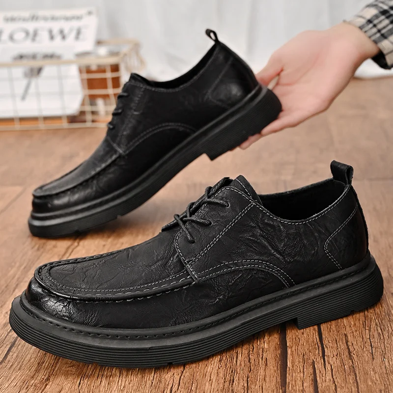 Casual Leather Shoes for Men Slip Comfy Lightweight Walking Shoes Lightweight _voghion.com