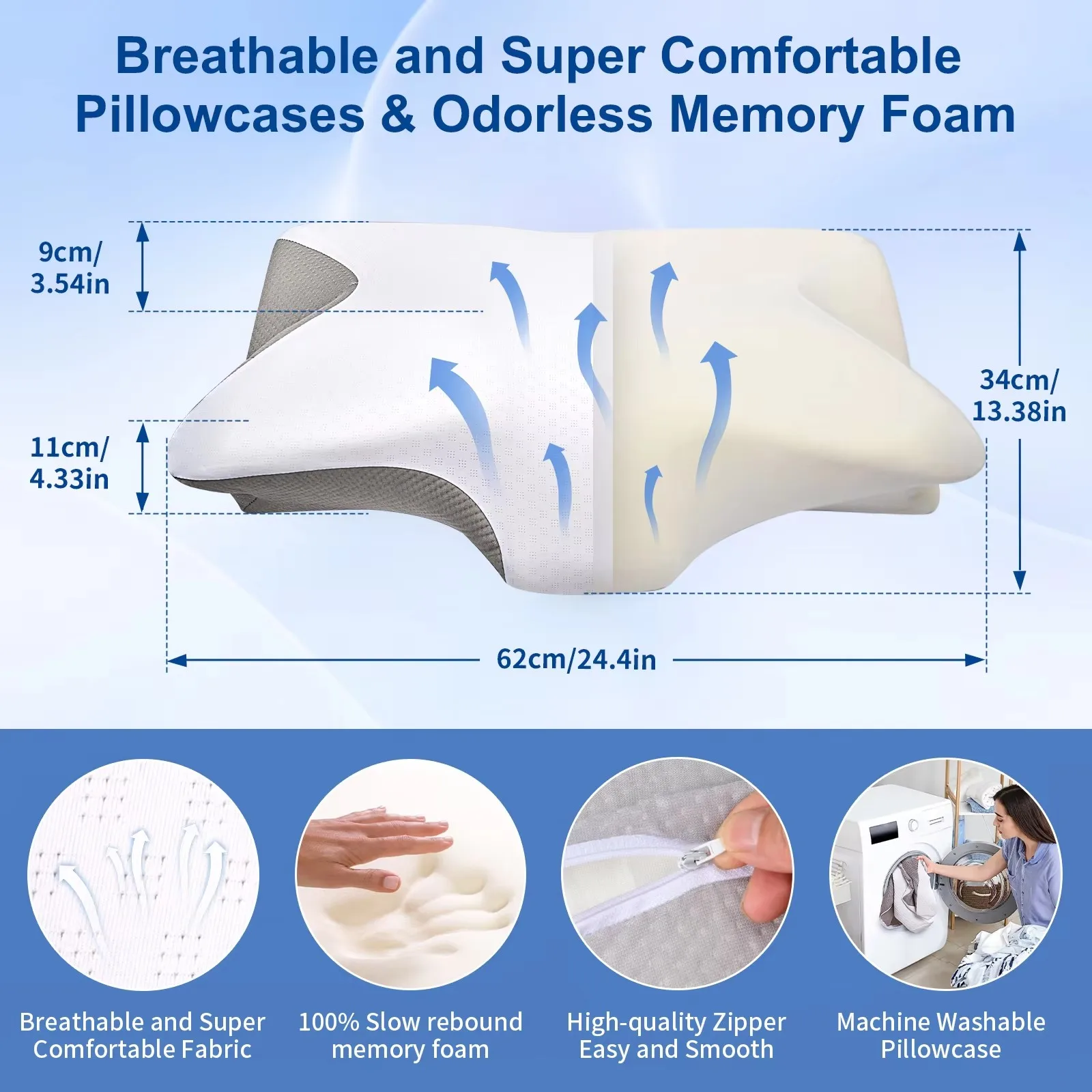 Odorless Orthopedic Memory Foam Neck Pillow