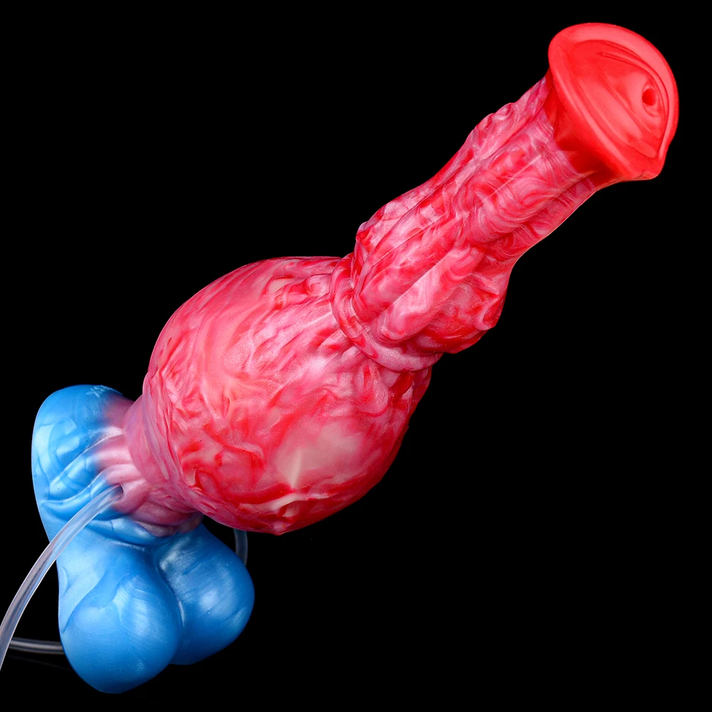 Sex Toys Silicone Inflatable Ejaculation Penis Suction Cup Fantasy Squirting Knot Dildo Anal Plug For Women Men