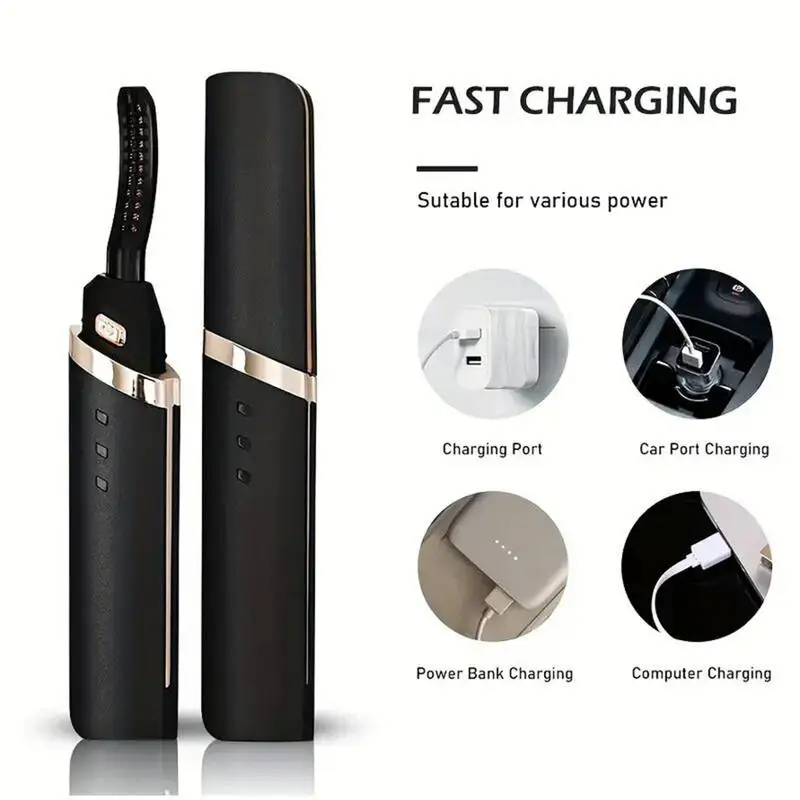 Electric Eyelash Curler USB Heated Electric Eye Lash Curlers Anti-scald Eyelash Roller 10Seconds Heat Up, 3Temp Setting