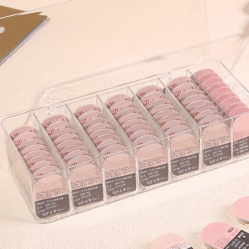 Acrylic Contact Lens Case 7 Compartments Storage Box with Lid Dustproof Transparent Organizer 5