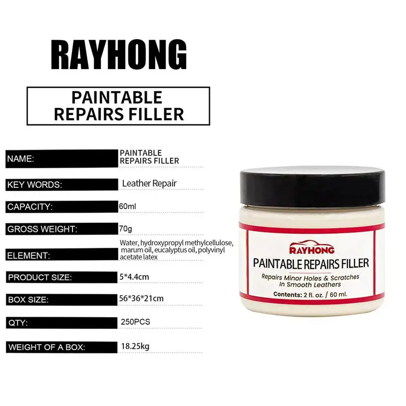 Leather Filling Paste 60ml Natural Leather Filler Repair Compound Leather Restoration Cream For Tears Crack Burns Holes Filler 3