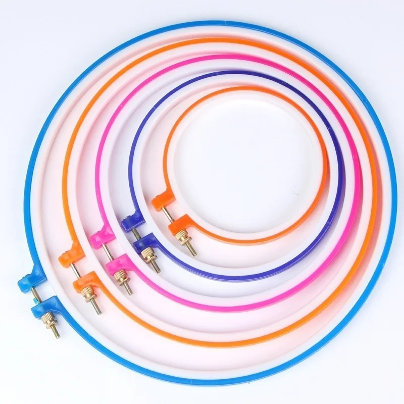 5 PCS/lot Plastic Embroidery and Cross Stitch Hoop Set Embroidery Hoop Ring Frame Adjustable Sewing Tools