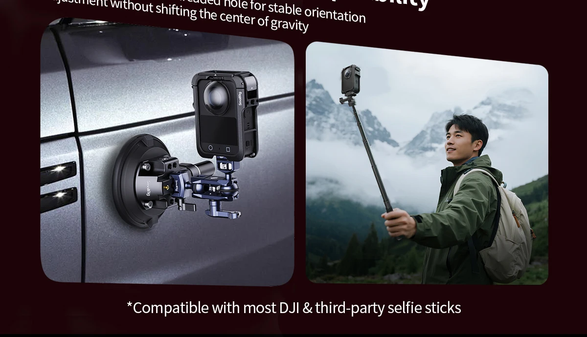 Cage for DJI Osmo 360 with Silicone Lens Cover 1/4"-20 Screw with Anti-Twist Pin