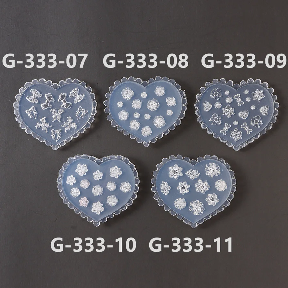 Flower Nail Art Stencil Silicone Carving Mold Rose Butterfly 3D Embossed Mould Relief Template Mini Nail Molds Manicure Art Tool 6