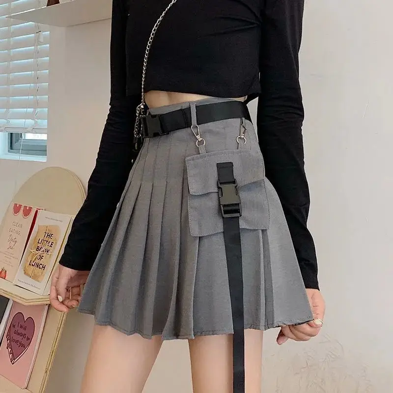 Pleated Skirts Women Mini Design Sashes Cargo Cool Streetwear Summer New Arrival Girlish Preppy Style Young Ulzzang Sweet Mujer