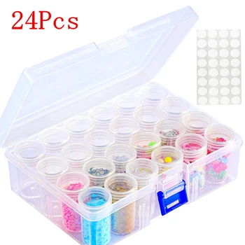 자수 다이아몬드 보관함, 24 개의 작은 구슬 다이아몬드 그림 보관함, 보석 커버, 다이아몬드 그림 보관 용기